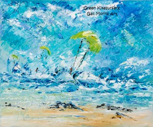 'The Green Kitesurfers', Gwithian, Cornwall Limited Edition prints from an original oil painting by Gail Morris £30 - £75 www.gailmorris.co.uk