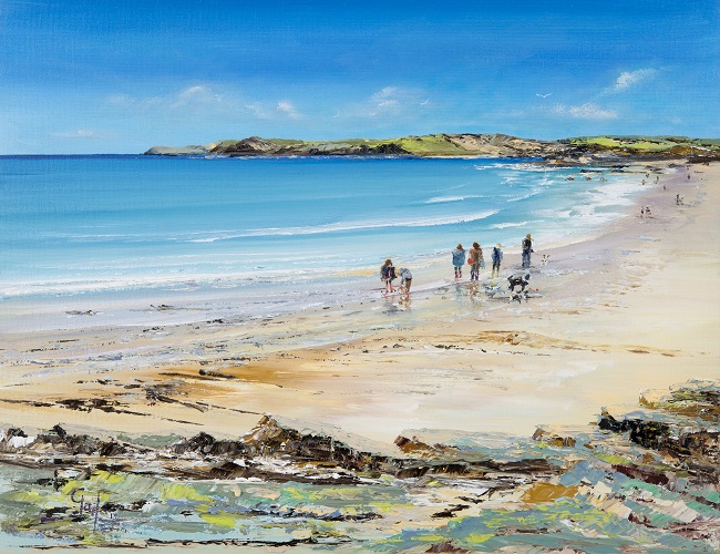 Harlyn Bay, North Cornwall - a high-quality framed seascape print showcasing the beauty of one of the 'Seven Bays for Seven Days.' This stunning artwork captures the serene coastline, making it a perfect addition to any home or office decor. 